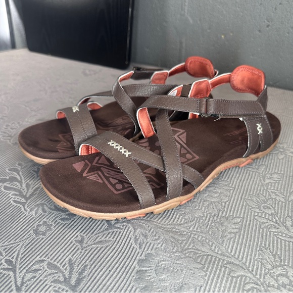 Merrell Sandspur J001230 Espresso/Red Leather Strappy Active Sandal EU42 US 11 - Picture 2 of 13